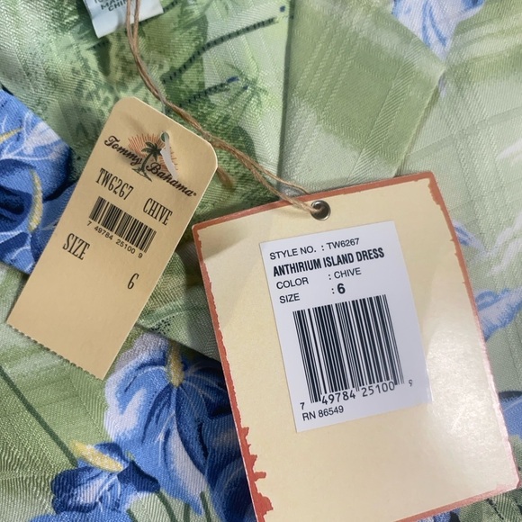 Tommy Bahama 100% Silk Anthurium Island Dress Size 6 Chive Green Floral NWT - Picture 7 of 9
